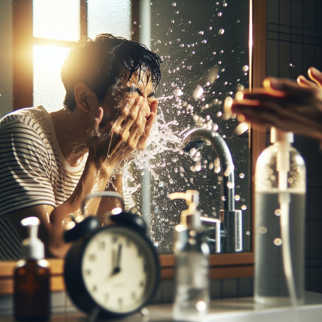 朝の目覚めに刺激を与える「冷水洗顔」